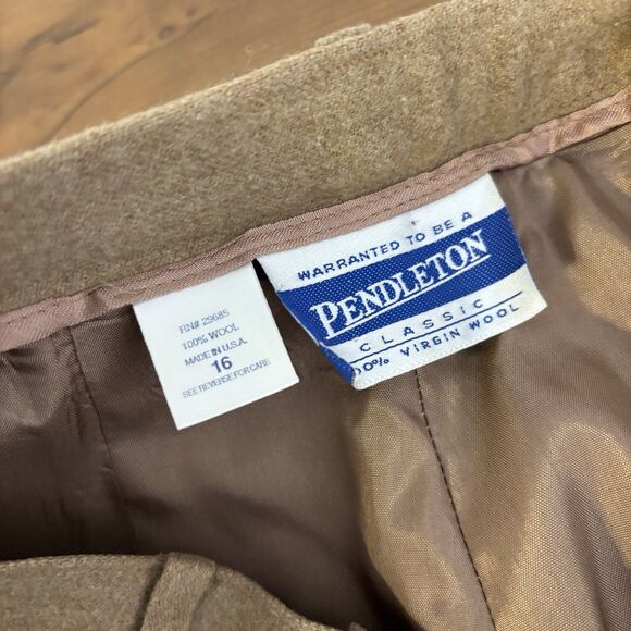 VTG Pendleton Womens 16 Beige Tan High Waisted Trousers Pants Virgin Wool Lined - Picture 3 of 6